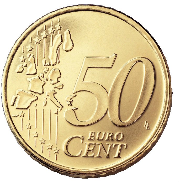 2002 Монета Италия 2002 год 50 центов 1. Старая карта ЕС Латунь  UNC