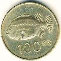 (№1995km35) Монета Исландия 1995 год 100 Kronur (Lumpfish)