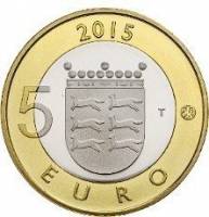 (040) Монета Финляндия 2015 год 5 евро "Остроботния" 2. Диаметр 27,25 мм Биметалл  VF