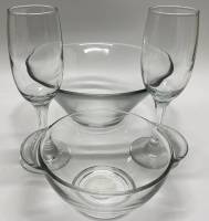 Набор посуды, стекло 4 предмета, салатник, бульонница, бокалы 