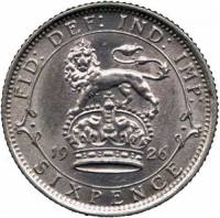 (1926) Монета Великобритания 1926 год 6 пенсов "Георг V"  Серебро Ag 500  UNC