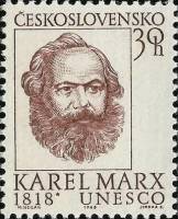 (1968-016) Марка Чехословакия "К. Маркс" ,  III O