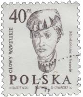 (1986-027) Марка Польша "Девушка в берете"    Стандартный выпуск. Резные Вавельские головы II Θ