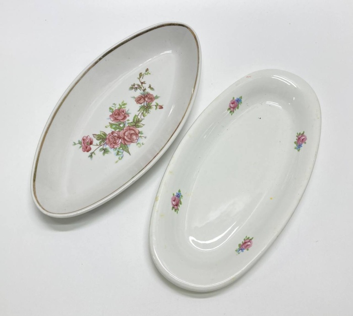 Селёдочницы цветы, фарфор, 2 шт