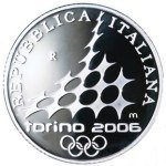(№2005km260) Монета Италия 2005 год 10 Euro (ХХ зимние Олимпийские игры 2006 Турин - катания)