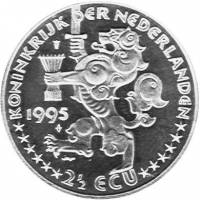 (№1995) Монета Нидерланды 1995 год 2frac12; Ecu (Гроций)
