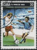 (1982-070) Марка Куба "Футбол (3)"    ЧМ по футболу 1982 Испания III Θ