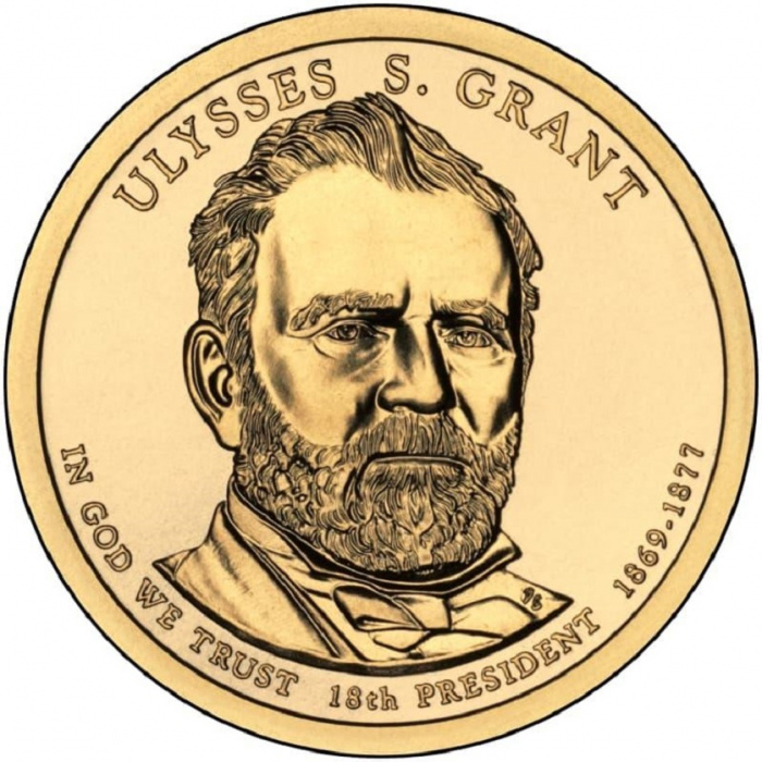 (18d) Монета США 2011 год 1 доллар &quot;Улисс Симпсон Грант&quot; 2011 год Латунь  UNC