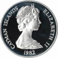 () Монета Каймановы острова 1982 год 10 долларов ""  Биметалл (Серебро - Ниобиум)  PROOF