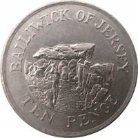 (№1992km57.2) Монета Джерси 1992 год 10 Pence (Уменьшенный Размер)