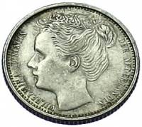 (1903) Монета Нидерланды (Голландия) 1903 год 10 центов "Королева Вильгельмина"  Серебро Ag 640  UNC
