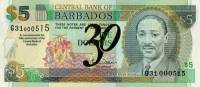 (№2002P-65 A) Банкнота Барбадос 2002 год "5 Dollars"