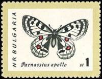 (1962-060) Марка Болгария "Аполлон" Перф лин 11   Бабочки III O