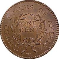 (1802) Монета США 1802 год 1 цент  4. Драпированный бюст Медь  XF