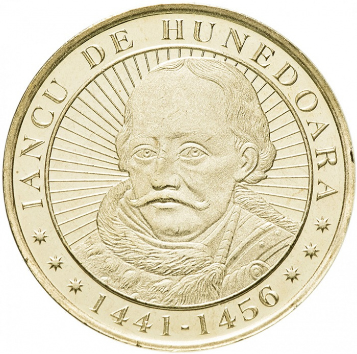 (2016) Монета Румыния 2016 год 50 бань &quot;Янош Хуньяди&quot;  Латунь  UNC