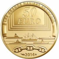 (№2014km2160) Монета Франция 2014 год 50 Euro (Великие Французские Корабли - Redoutable Не)