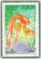 (1990-025) Марка Вьетнам "Двойной хвост"    Золотые рыбки III Θ