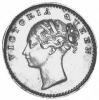 (№1840km453.1) Монета Индия 1840 год frac14; Rupee (Маленькая голова)