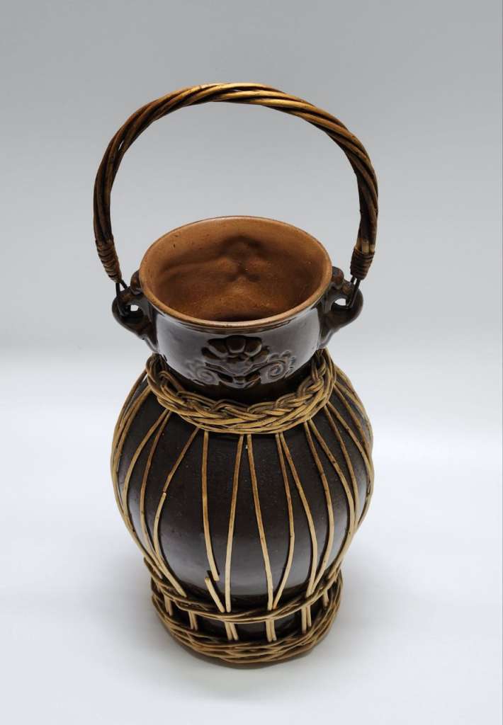 Кувшин Ваза керамика в оплетке с ручкой 