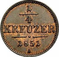 (№1851km2180) Монета Австрия 1851 год frac14; Kreuzer (1/480 Талер - А, Б, Г)