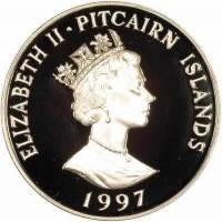 (№1997km11) Монета Питкерн 1997 год 5 Dollars (Королева Елизавета, жена Георга VI получает приказ)
