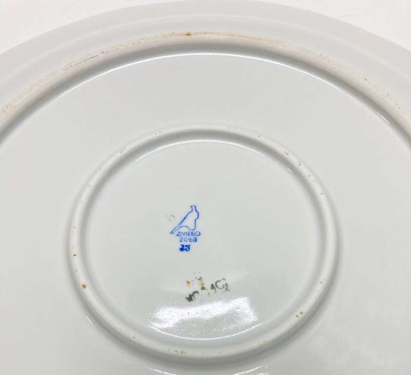 Блюдо фарфоровое цветы, Дулёво, СССР