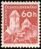 (1960-015) Марка Чехословакия "Замок Карлштейн"   Замки и усадьбы (Стандартный выпуск) III O