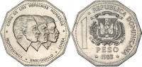1983 Монета Доминикана 1 песо Национальные герои  Медь-Никель  UNC