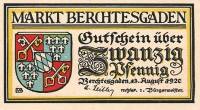 (№1920) Банкнота Германия 1920 год "20 Pfennig"