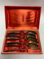 Чайные ложки МЮ мельхиор набор в футляре 6 шт (состояние на фото)