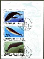 (1992-105b) Лист (3 м) Северная Корея "Морские животные (2)"   Киты III Θ