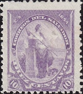 (№1894-80) Марка Сальвадор 1894 год &quot;Свободы&quot;, Гашеная