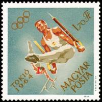 (1964-051) Марка Венгрия "Гимнастика"    Летние Олимпийские игры 1964, Токио III Θ