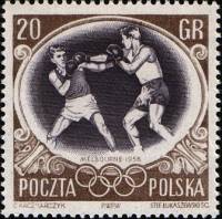(1956-033) Марка Польша "Бокс"   XVI Олимпийские игры в Мельбурне II Θ