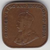 Монета Британская Индия 1926 год 1 цент "Георг V", XF