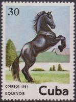 (1981-060) Марка Куба "Лошадь вороная"    Лошади III Θ