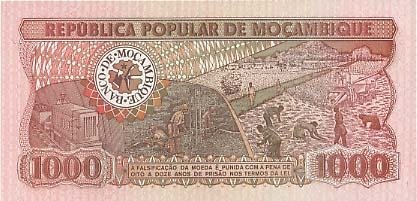(,) Банкнота Мозамбик 1983 год 1 000 метикалов &quot;Самора Машел&quot;   UNC