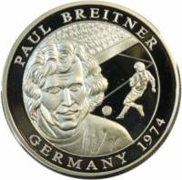 (2001) Монета Либерия 2001 год 10 долларов "Пауль Брайтнер"  Серебро Ag 999  PROOF