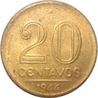 (№1943km556a) Монета Бразилия 1943 год 20 Centavos (Жетулиу Варгас)