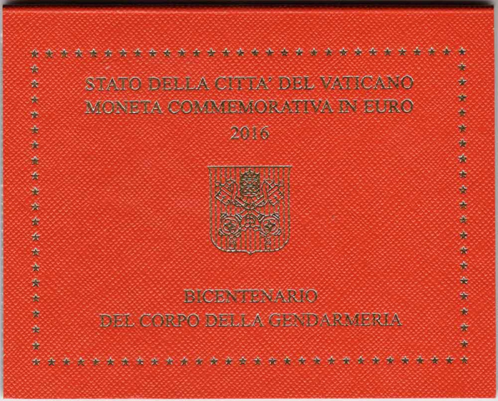 (14) Монета Ватикан 2016 год 2 евро &quot;Папская жандармерия. 200 лет&quot;  Биметалл  Буклет