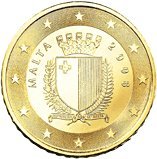 (2008) Монета Мальта 2008 год 50 евроцентов "Герб Мальты"  Латунь  UNC