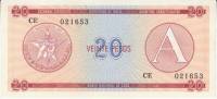 (,) Банкнота Валютное свидетельство Куба 1985 год 20 песо    UNC