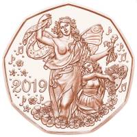 (036, Cu) Монета Австрия 2019 год 5 евро "Новый год"  Медь  UNC