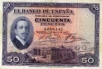 (№1927P-72a) Банкнота Испания 1927 год "50 Pesetas"