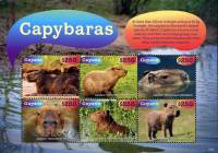 Лист марок Гайана 2016 год "Hydrochoerus hydrochaeris", Гашеный