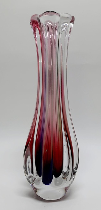 Ваза "Стиляга", авт. П.И. Зинченко, 28 см., цветное стекло, гутная техника, ЛЗХС, 70-80 гг.