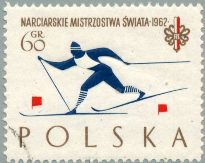 (1962-010) Марка Польша &quot;Беговые лыжи&quot; , III Θ