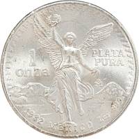 (1982) Монета Мексика 1982 год 1 унция   Серебро Ag 999  UNC