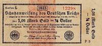 (№1923P-153) Банкнота Германия 1923 год "1,05 Goldmark = frac14; Dollar"