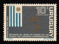 (№1967-1074) Марка Уругвай 1967 год "Встреча американских президентов", Гашеная
